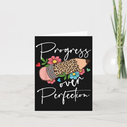 Carte Progress Over Perfection Leopard Pencil Motivation (Devant)