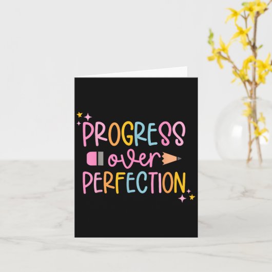 Carte Progress Over Perfection Motivational Back To Scho (Fleur jaune)