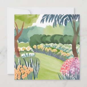 Carte Promenade dans un jardin de fleurs Aquarelle de