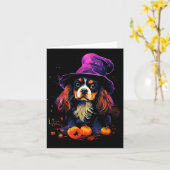 Carte Promenade de chien Cavalier King Charles Spaniel H (Fleur jaune)