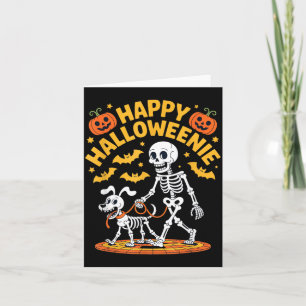 Carte Promenade de squelette Halloweenie amateur de chie