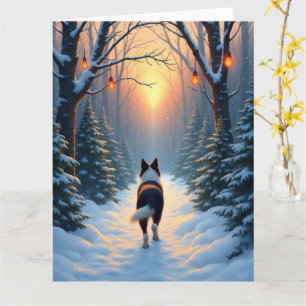 Carte Promenade de vacances de Border Collie dans une fo