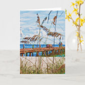 Carte Promenade sur la plage (Fleur jaune)