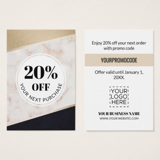 Carte Promo Code Gold Black Color Block (Devant & derrière)