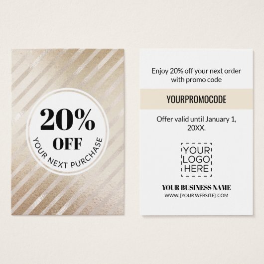 Carte Promo Code Gold Stripes (Devant & derrière)