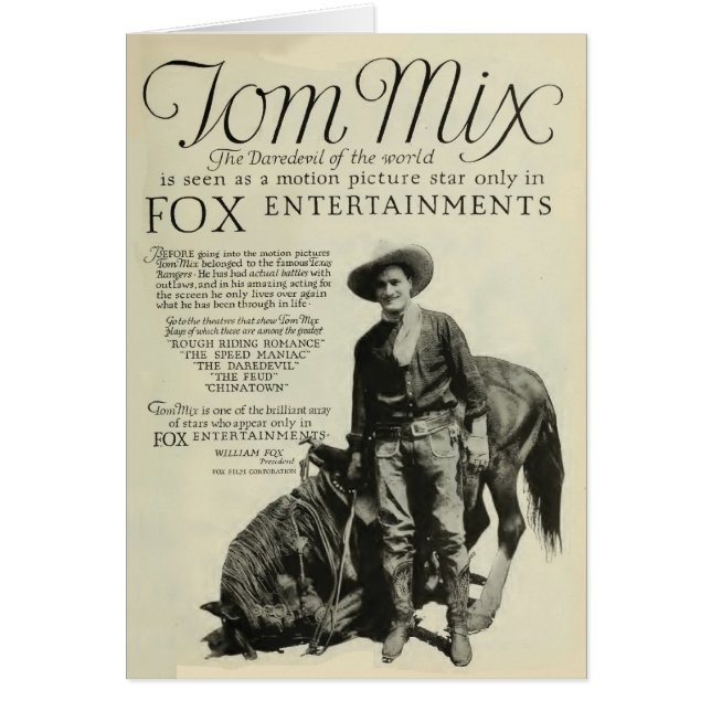 Carte promo de magazine Tom Mix 1920 vintage (Devant)