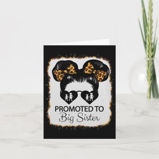 Carte Promoted To Big Sister Leopard Girl Baby Announcem (Devant)