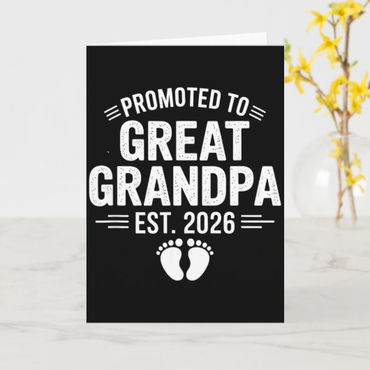 Carte Promoted To Great Grandpa Est. 2026 Funny Soon To (Fleur jaune)