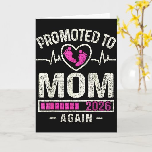 Carte Promoted To Mom Again 2026 Expecting Baby Soon To (Fleur jaune)