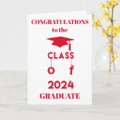 Carte Promotion 2024 - Félicitations Diplômé - Rouge (Fleur jaune)