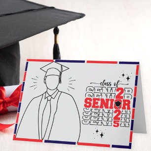 Carte Promotion 2025 Garçon Diplômé Moderne