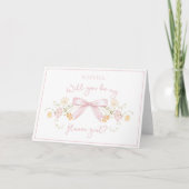 Carte Proposition chic Flower avec Bow et nom rose (Devant)
