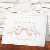Carte Proposition chic Flower avec Bow et nom rose