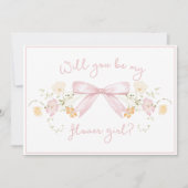 Carte Proposition chic Flower avec Bow mignonne Fille ro (Devant)