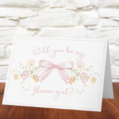Carte Proposition chic Flower avec Bow mignonne Fille ro