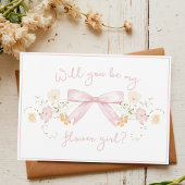 Carte Proposition chic Flower avec Bow mignonne Fille ro