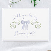 Carte Proposition chic Flower avec Bow mou Dusty Blue