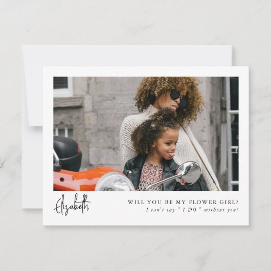 Carte Proposition de fille de la photo de script minimal (Devant)