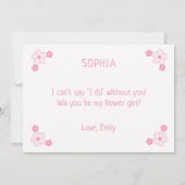 Carte Proposition de Fille Fleur Personnalisée Cute Rose (Dos)