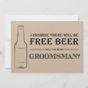 Carte Proposition de Groomsman Bière Gratuite