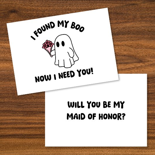 Carte Proposition d'Halloween Cute Ghost Boo Maid of Hon