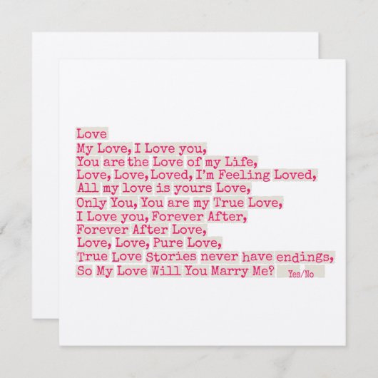 Carte Proposition/Voulez-Vous M'Épouser ? (Devant / Derrière)