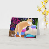 Carte propre de blanchisserie d'amour de chats (Fleur jaune)