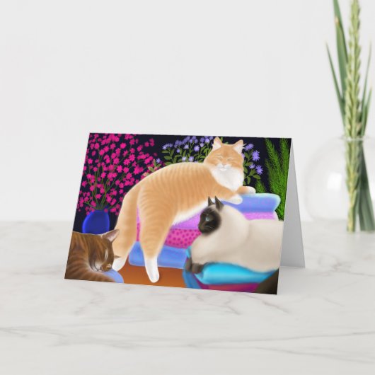 Carte propre de blanchisserie d'amour de chats (Devant)