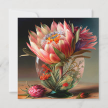 Protea roi tropical dans un joli vase de verre