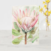 Carte Protea Watercolor Art Print Grey Card (Fleur jaune)