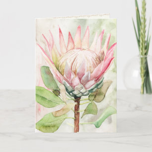Carte Protea Watercolor Art Print Grey Card