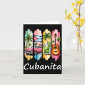 Carte Proud Cubanita Cuban Flag Guitar Mojito Car Design (Fleur jaune)