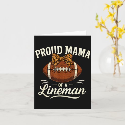 Carte Proud Mama Of A Football Lineman Leopard Srts Bow (Fleur jaune)