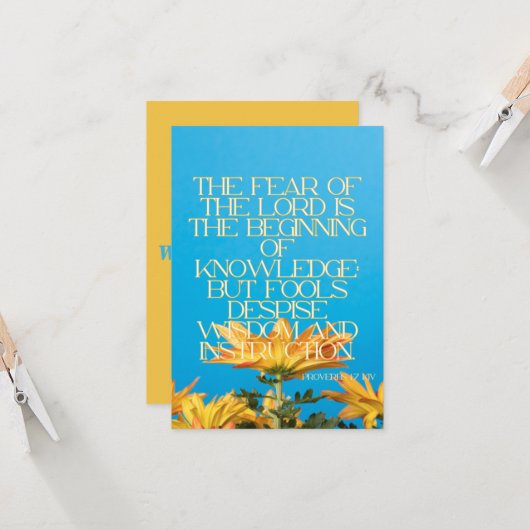 Carte Proverbes 1:7 KJV Bible Scripture Pic Grey (Devant/Arrière en situation)