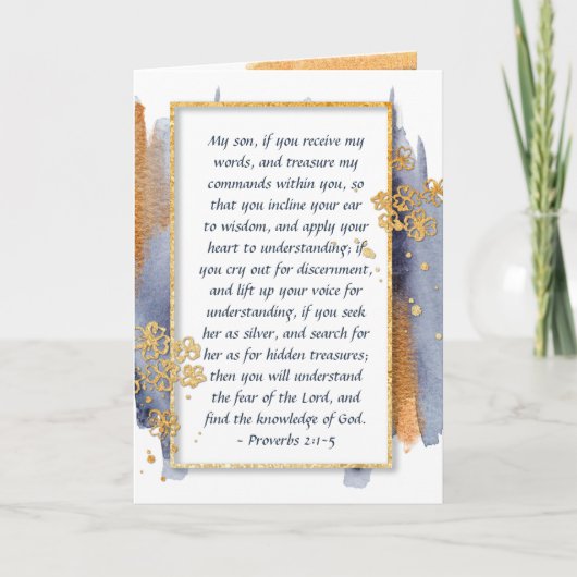 Carte Proverbes 2:1-5 Inclure votre oreille à la sagesse (Devant)