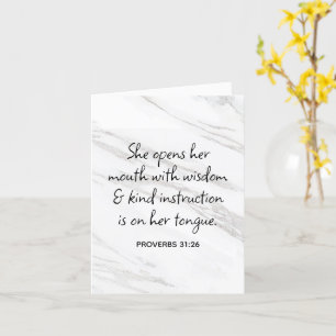 Carte Proverbes 31:26 Bible Verse Marble Glam