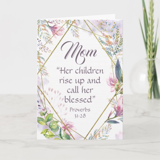 Carte Proverbes 31:28 Bible Verse Christian Mothers Day (Devant)