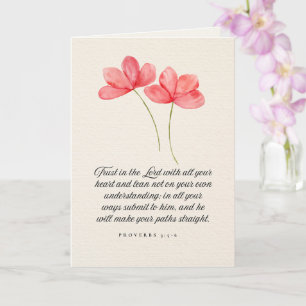 Carte Proverbes 3:5–6 Fleurs roses Confiance dans le Sei