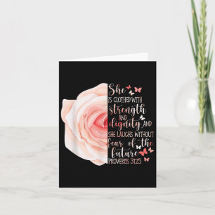 Carte Proverbes de la Bible chrétienne 31_25 Fleur Rose