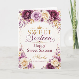 Carte Prune et Améthyste Sweet Sixteen