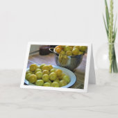 Carte Prunes jaunes dans un bol et un passoire (Devant)