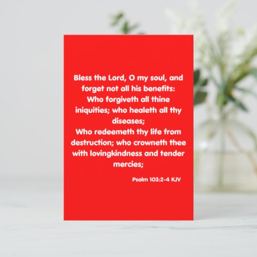 Carte Psaume 103:2-4 KJV Bible Scripture Salutation (Debout devant)