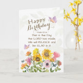Carte Psaume 118:24 C'est le jour Fleurs d'anniversaire (Fleur jaune)