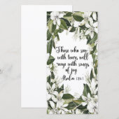 Carte Psaume 126:5, Signet de l'écriture aquarelle (Devant / Derrière)