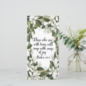 Carte Psaume 126:5, Signet de l'écriture aquarelle (Debout devant)