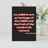 Carte Psaume 127:3 KJV Bible Écriture Salutation (Debout devant)