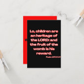 Carte Psaume 127:3 KJV Bible Écriture Salutation (Devant/Arrière en situation)