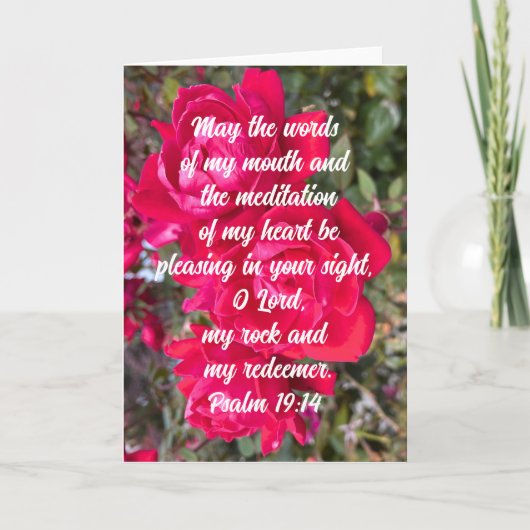 Carte Psaume 19:14 Méditation priante Bible Verse Rose (Devant)