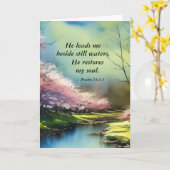 Carte Psaume 23:2-3 Il restaure mon âme Bible Verse (Fleur jaune)