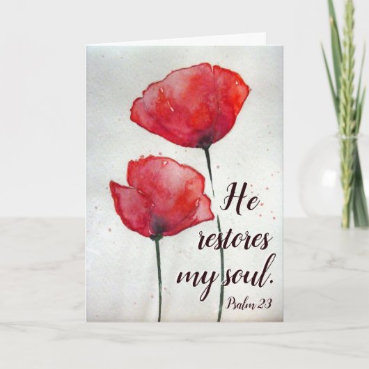 Carte Psaume 23:3 He restores my soul, Bible Verse Flora (Devant)
